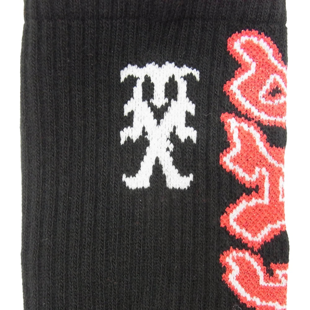 SAINT MICHAEL セントマイケル 26SS SM-MK8-0000-110 SAINT SOCKS BLACK RED セントソックス 靴下 ブラック＆レッド ブラック系 M【新古品】【未使用】【中古】