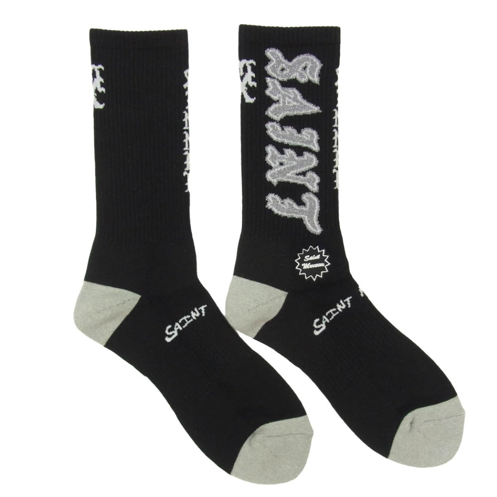 SAINT MICHAEL セントマイケル 26SS SM-MK8-0000-109 SAINT SOCKS ソックス 靴下 グレー ブラック系 M【新古品】【未使用】【中古】