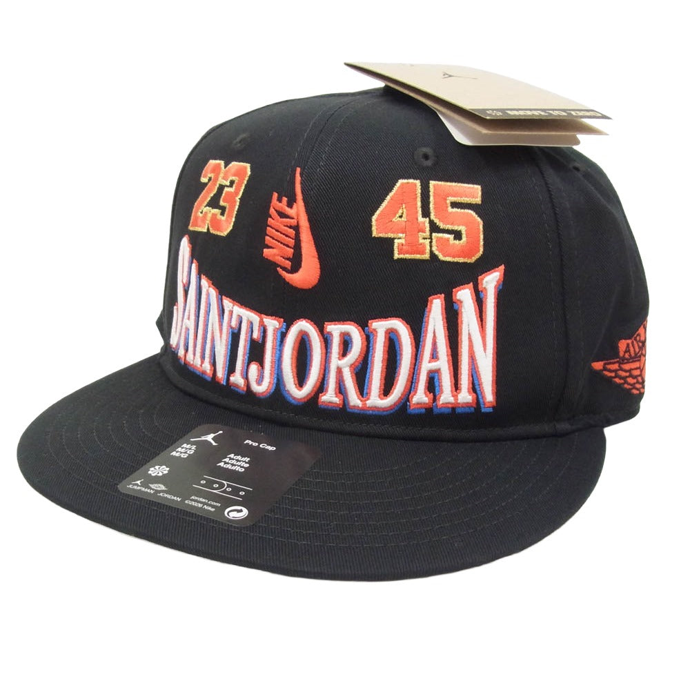SAINT MICHAEL セントマイケル NIKE AIR JORDAN ナイキ ジョーダン 26SS SM-MK8-0000-J09 UJ PRO CAP S FB STM 刺繍 ロゴ キャップ スナップバック 帽子 ブラック系 ML【極上美品】【中古】