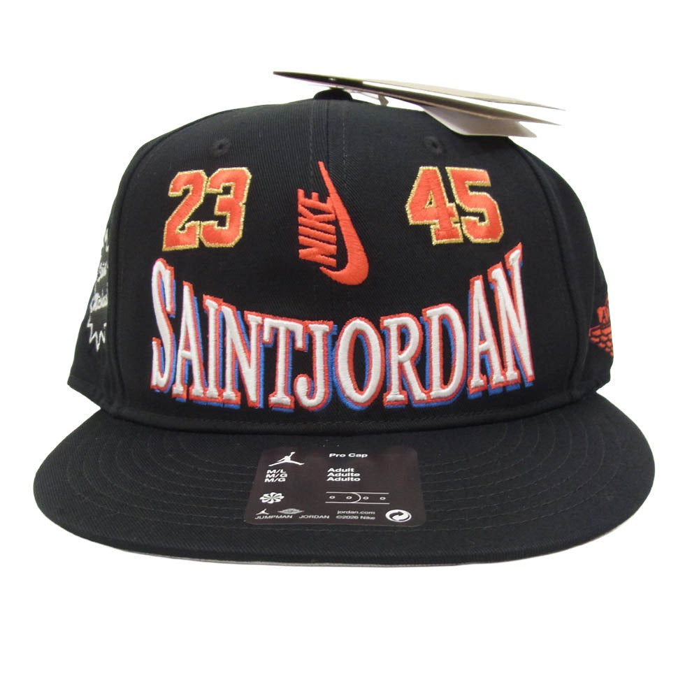 SAINT MICHAEL セントマイケル NIKE AIR JORDAN ナイキ ジョーダン 26SS SM-MK8-0000-J09 UJ PRO CAP S FB STM 刺繍 ロゴ キャップ スナップバック 帽子 ブラック系 ML【極上美品】【中古】