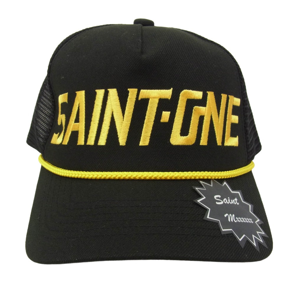 SAINT MICHAEL セントマイケル 26SS SM-MK8-0000-084 MESH CAP SAINT ONE 刺繍 メッシュキャップ スナップバック 帽子 ブラック系 OS【極上美品】【中古】