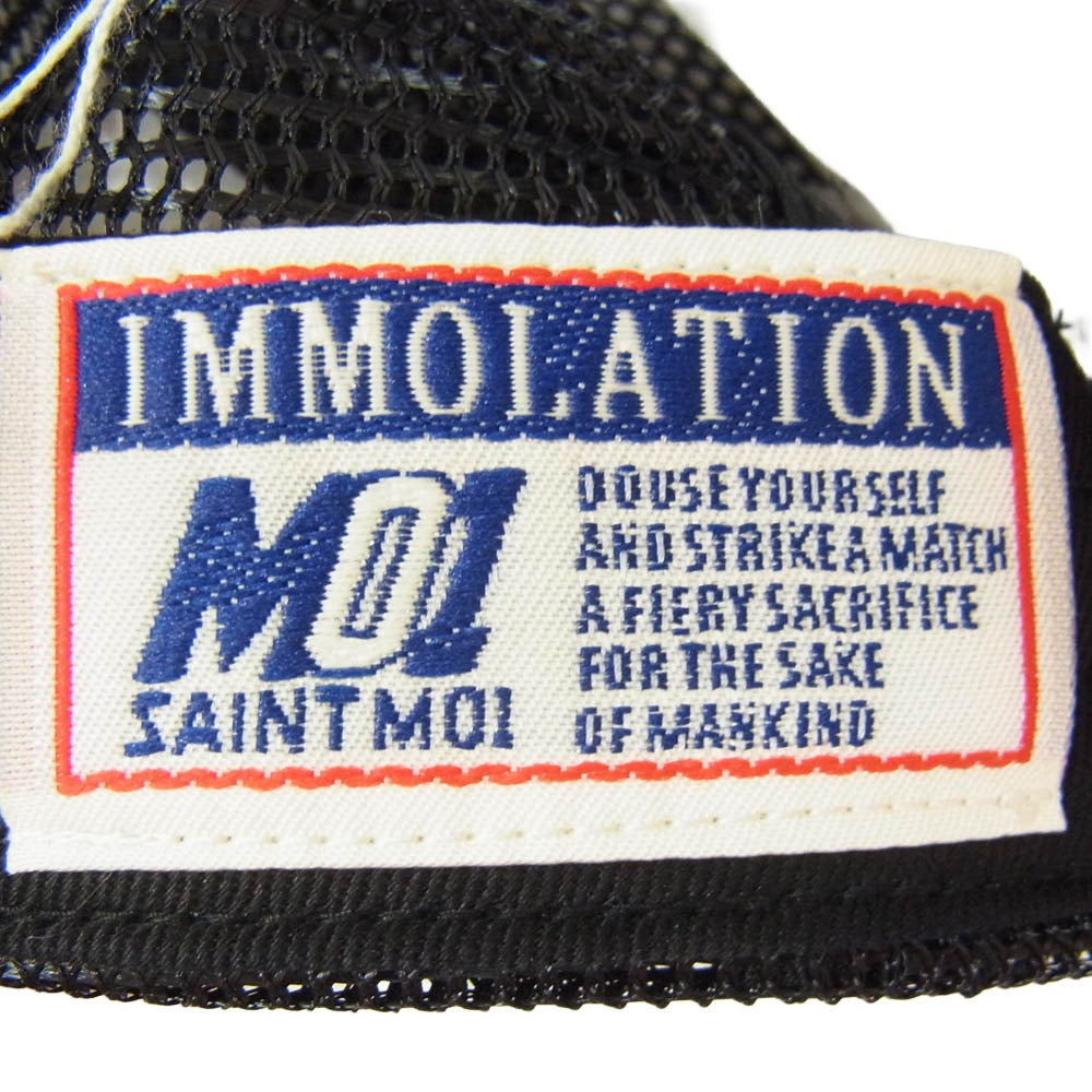 SAINT MICHAEL セントマイケル 26SS SM-MK8-0000-084 MESH CAP SAINT ONE 刺繍 メッシュキャップ スナップバック 帽子 ブラック系 OS【極上美品】【中古】