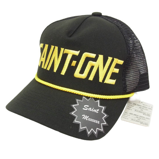 SAINT MICHAEL セントマイケル 26SS SM-MK8-0000-084 MESH CAP SAINT ONE 刺繍 メッシュキャップ スナップバック 帽子 ブラック系 OS【極上美品】【中古】
