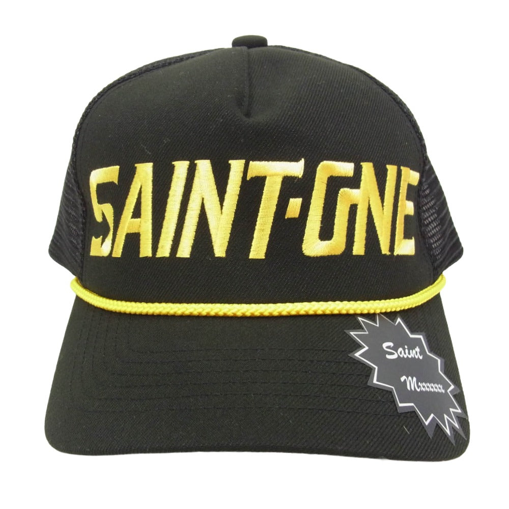SAINT MICHAEL セントマイケル 26SS SM-MK8-0000-084 MESH CAP SAINT ONE 刺繍 メッシュキャップ スナップバック 帽子 ブラック系 OS【極上美品】【中古】