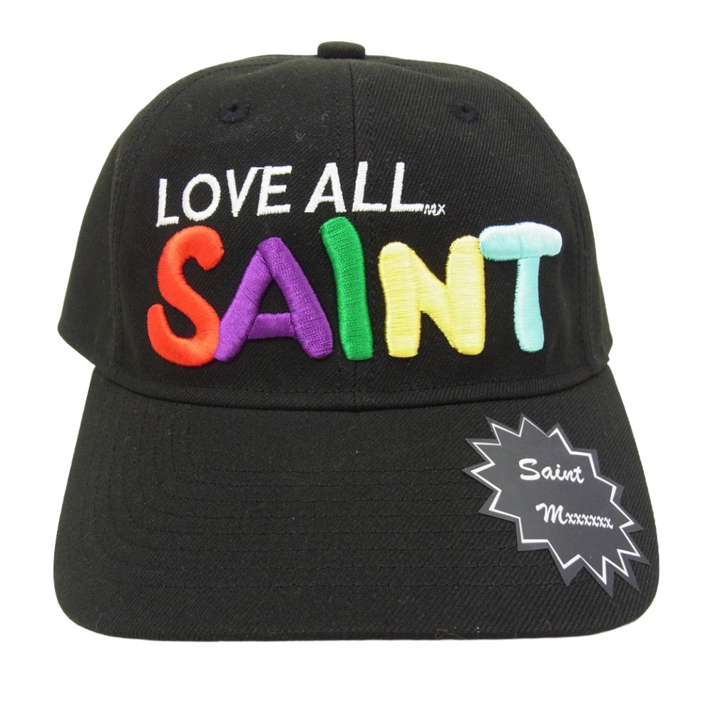 SAINT MICHAEL セントマイケル 26SS SM-MK8-0000-080 CAP LOVE ALL 刺繍 キャップ スナップバック 帽子 ブラック系 OS【極上美品】【中古】