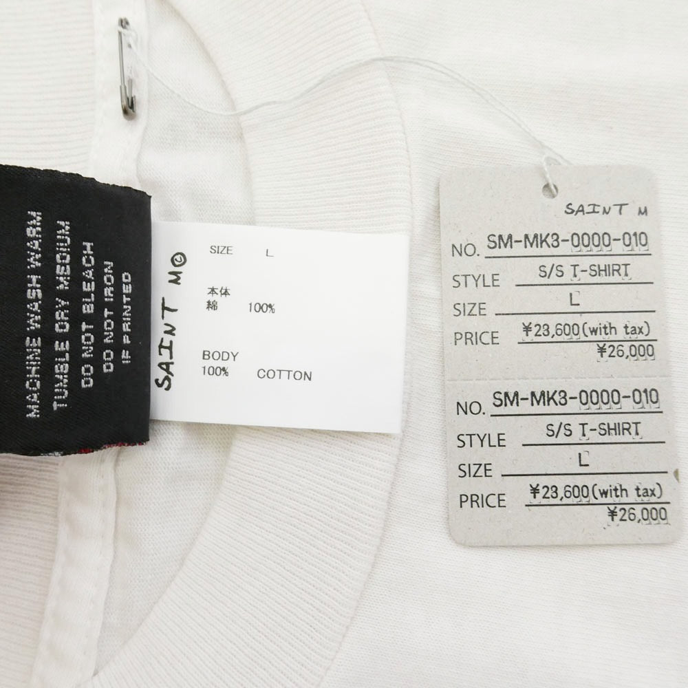SAINT MICHAEL セントマイケル 26SS SM-MK8-0000-010 MAGIC SAINT SS T-SHIRT ヴィンテージ加工 半袖 Tシャツ ホワイト系 L【極上美品】【中古】