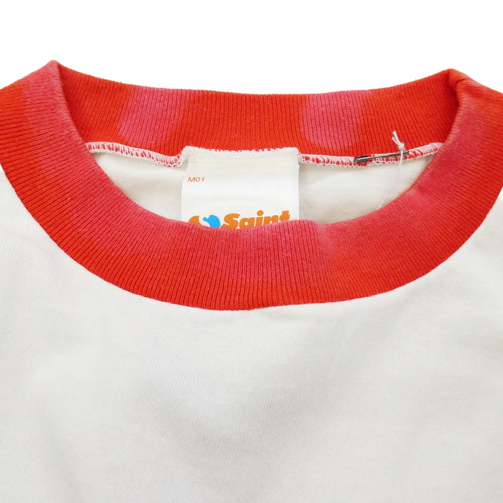 SAINT MICHAEL セントマイケル 26SS SM-MK8-0000-018 I LOVE SAINT_SS T-SHIRT ヴィンテージ加工 リンガー 半袖 Tシャツ ホワイト系 L【極上美品】【中古】