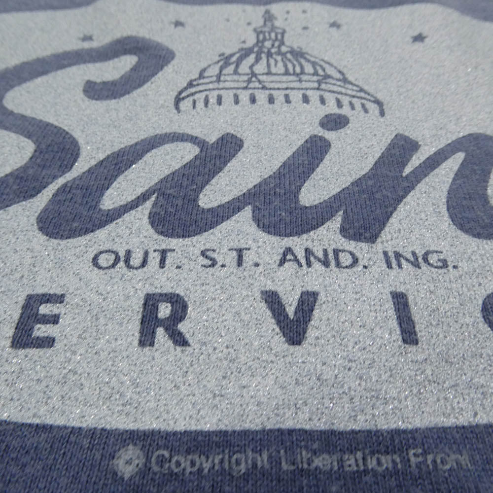 SAINT MICHAEL セントマイケル 26SS SM-MK8-0000-020 SAINT SERVICE_SS T-SHIRT ヴィンテージ加工 半袖 Tシャツ ブルー系 L【極上美品】【中古】