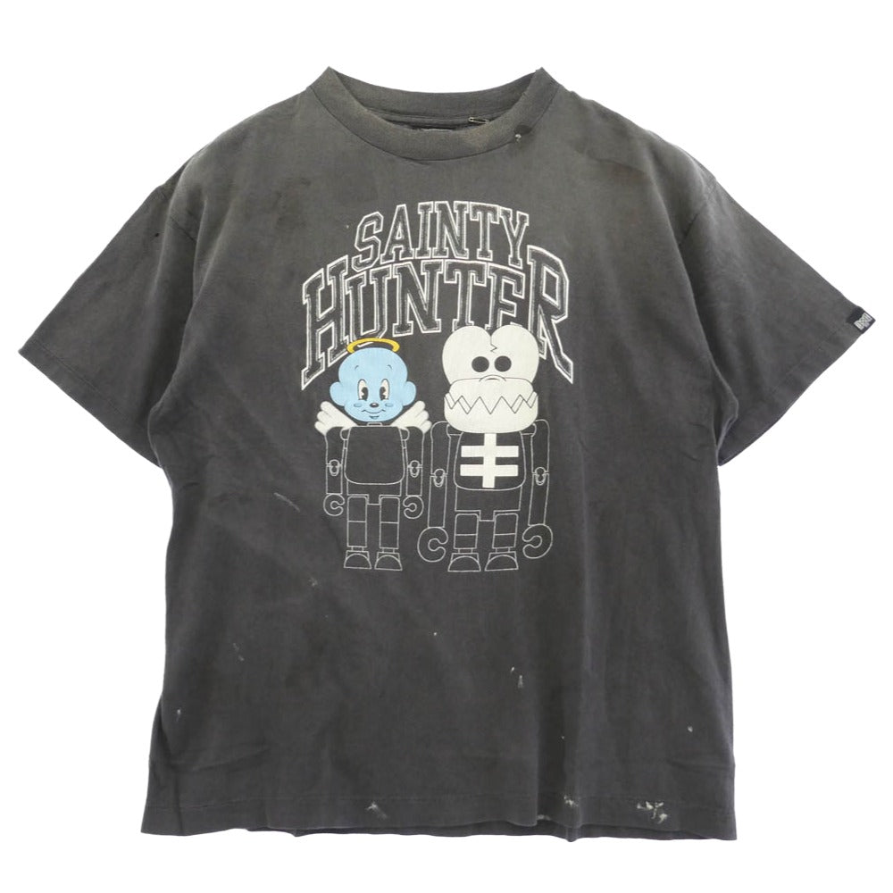 SAINT MICHAEL セントマイケル BOUNTY HUNTER バウンティーハンター 26SS SM-MK8-0000-C28 x BOUNTY HUNTER バウンティーハンター BH_SS TEE SKULL-K&BABY-M ヴィンテージ加工 半袖 Tシャツ Mサイズ ダークグレー系 M【極上美品】【中古】