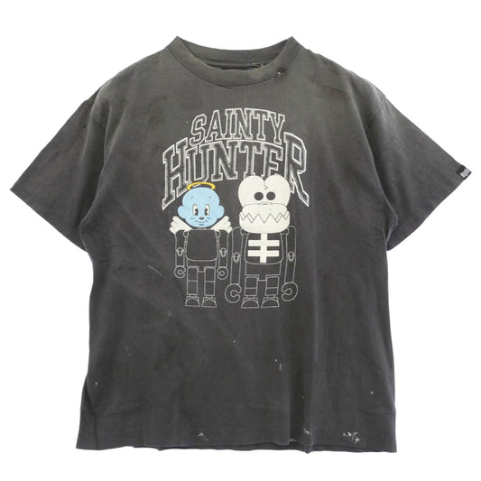 SAINT MICHAEL セントマイケル BOUNTY HUNTER バウンティーハンター 26SS SM-MK8-0000-C28 x BOUNTY HUNTER バウンティーハンター BH_SS TEE SKULL-K&BABY-M ヴィンテージ加工 半袖 Tシャツ Mサイズ ダークグレー系 M【極上美品】【中古】