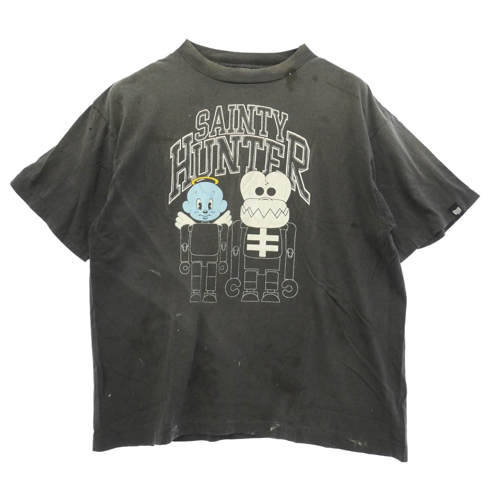 SAINT MICHAEL セントマイケル BOUNTY HUNTER バウンティーハンター 26SS SM-MK8-0000-C28 x BOUNTY HUNTER バウンティーハンター BH_SS TEE SKULL-K&BABY-M ヴィンテージ加工 半袖 Tシャツ Lサイズ グレー系 L【極上美品】【中古】