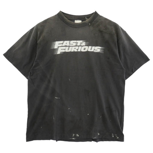 SAINT MICHAEL セントマイケル 26SS SM-MK8-0000-C06 x FAST FURIOUS ワイルドスピード FF_SS T-SHIRT ヴィンテージ加工 半袖 Tシャツ グレー系 L【極上美品】【中古】