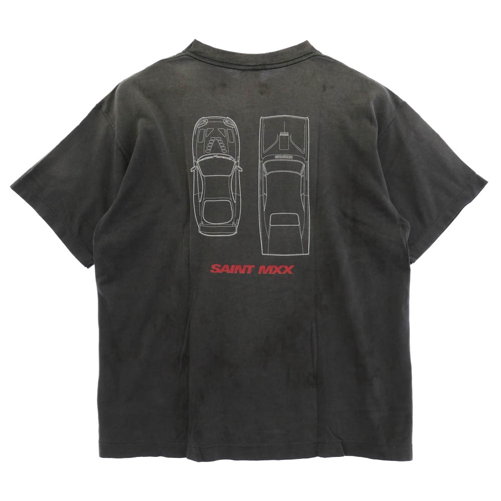 SAINT MICHAEL セントマイケル 26SS SM-MK8-0000-C06 x FAST FURIOUS ワイルドスピード FF_SS T-SHIRT ヴィンテージ加工 半袖 Tシャツ グレー系 L【極上美品】【中古】