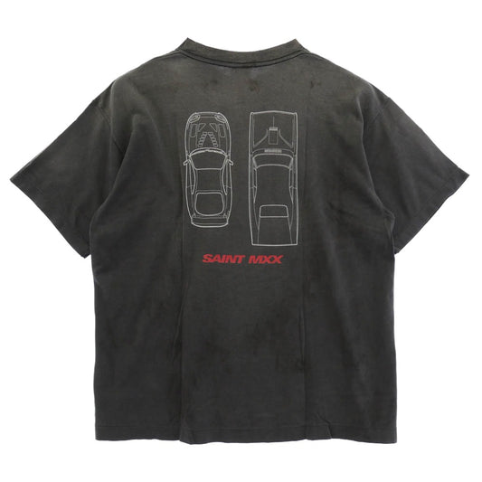SAINT MICHAEL セントマイケル 26SS SM-MK8-0000-C06 x FAST FURIOUS ワイルドスピード FF_SS T-SHIRT ヴィンテージ加工 半袖 Tシャツ グレー系 L【極上美品】【中古】