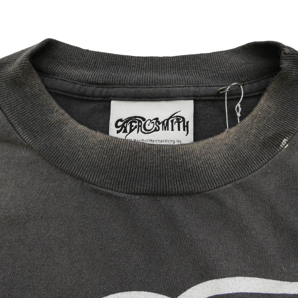 SAINT MICHAEL セントマイケル 26SS SM-MK8-0000-C25 x AEROSMITH エアロスミス JUST PUSH PLAY TOUR AS_SS T-SHIRT プリント ヴィンテージ加工 半袖 Tシャツ ダークグレー系 M【極上美品】【中古】