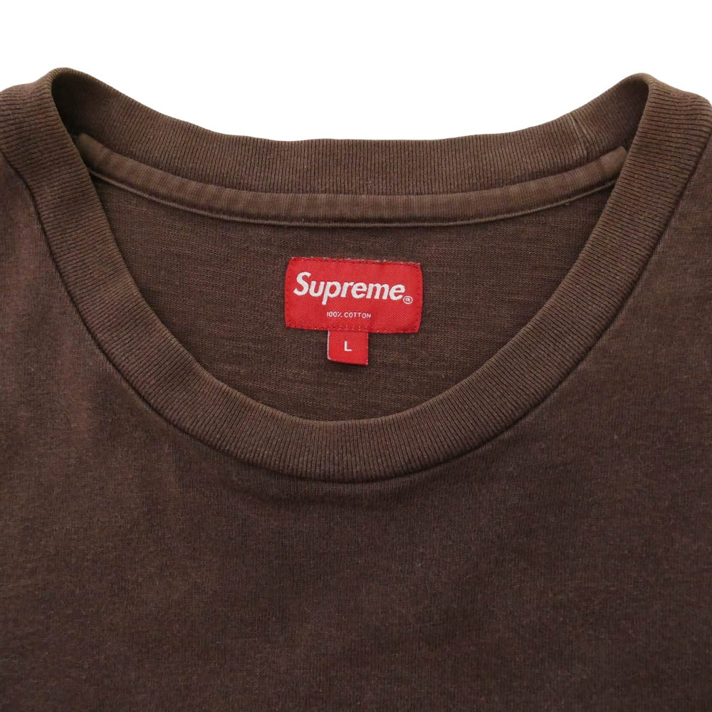 Supreme シュプリーム 22SS Pocket S/S Tee ロゴ 刺繍 ポケット Tシャツ 半袖 カットソー ブラウン系 L【中古】