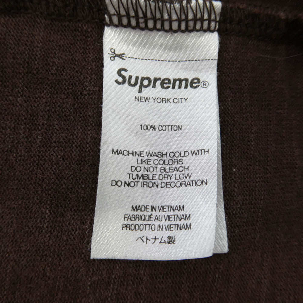Supreme シュプリーム 22SS Pocket S/S Tee ロゴ 刺繍 ポケット Tシャツ 半袖 カットソー ブラウン系 L【中古】