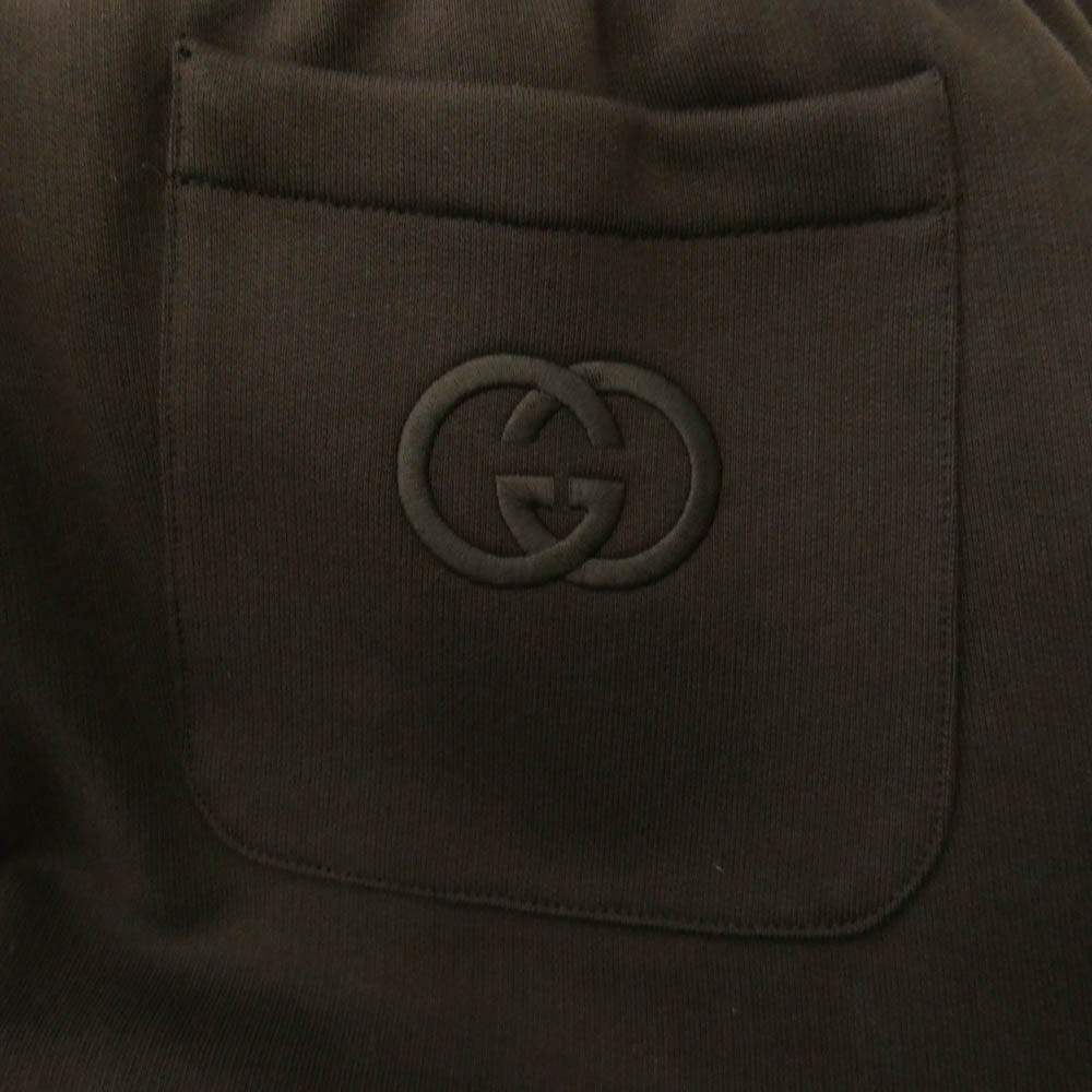 GUCCI グッチ 848724 XJHKH Brushed Cotton Jersey Track Pants ブラッシュド コットン ロゴ刺繍 ジャージ スウェット トラック パンツ ブラウン系 S【新古品】【未使用】【中古】