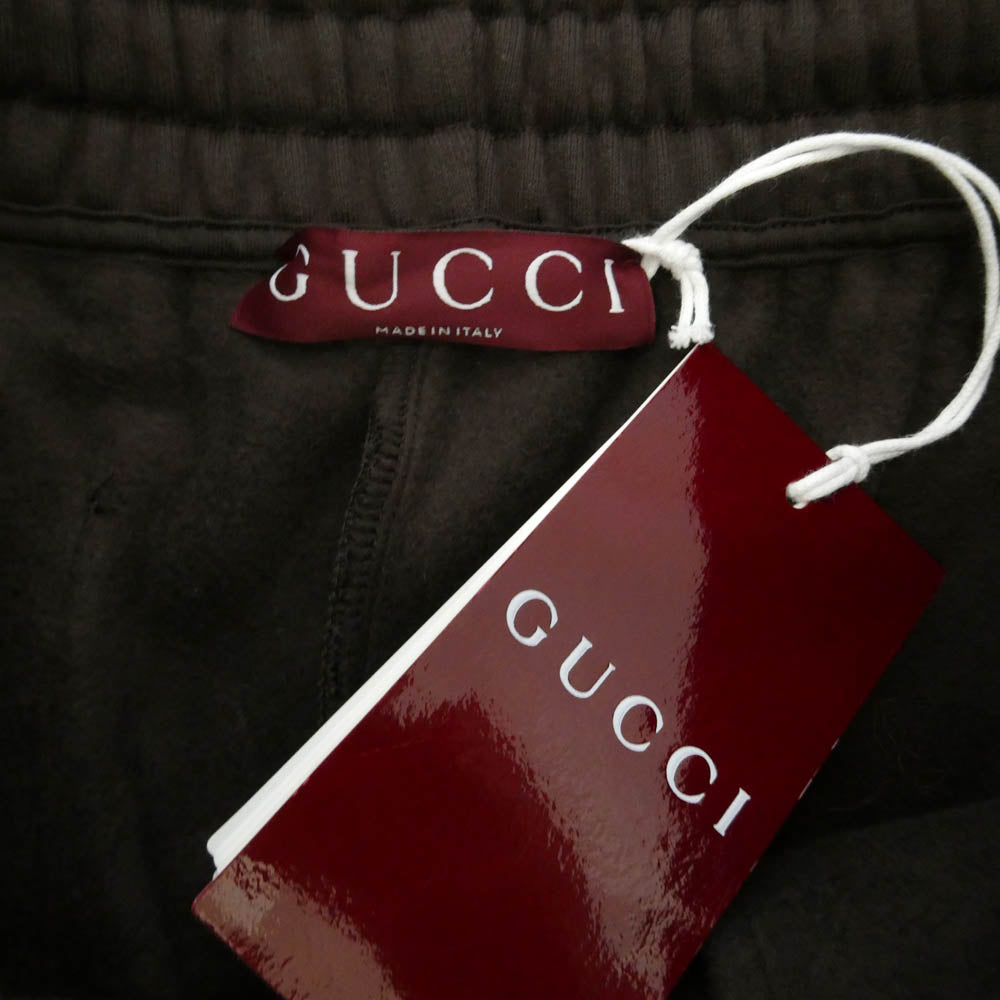 GUCCI グッチ 848724 XJHKH Brushed Cotton Jersey Track Pants ブラッシュド コットン ロゴ刺繍 ジャージ スウェット トラック パンツ ブラウン系 S【新古品】【未使用】【中古】