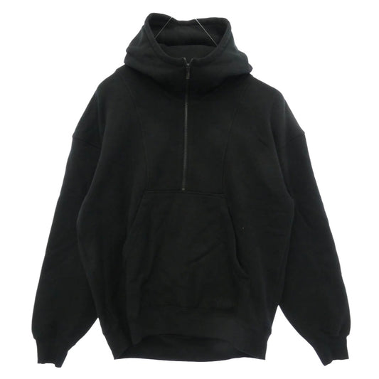 SAINT LAURENT サンローラン 802136 Y36SW Half Zip Logo Hoodie ハーフジップ スウェット ロゴ刺繍 プルオーバー フーディー パーカー ブラック系 M【極上美品】【中古】