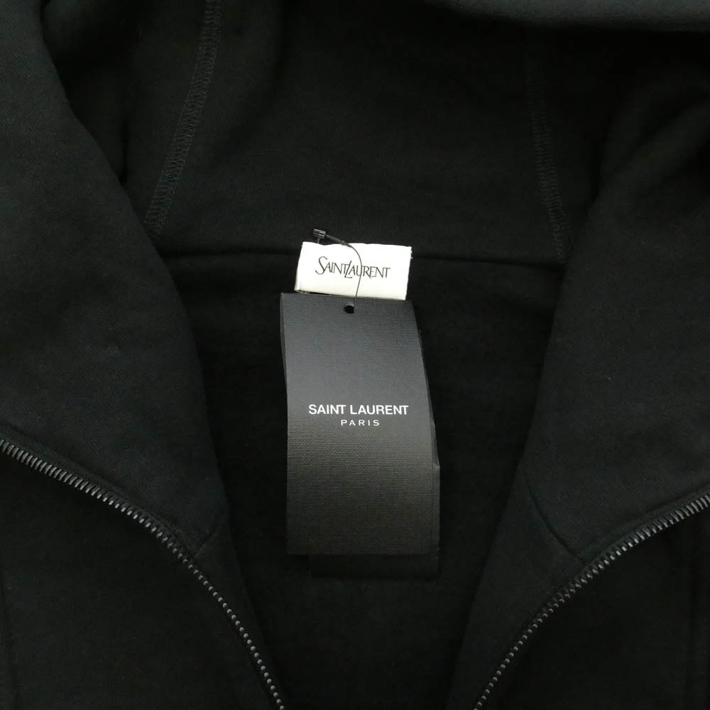 SAINT LAURENT サンローラン 802136 Y36SW Half Zip Logo Hoodie ハーフジップ スウェット ロゴ刺繍 プルオーバー フーディー パーカー ブラック系 M【極上美品】【中古】