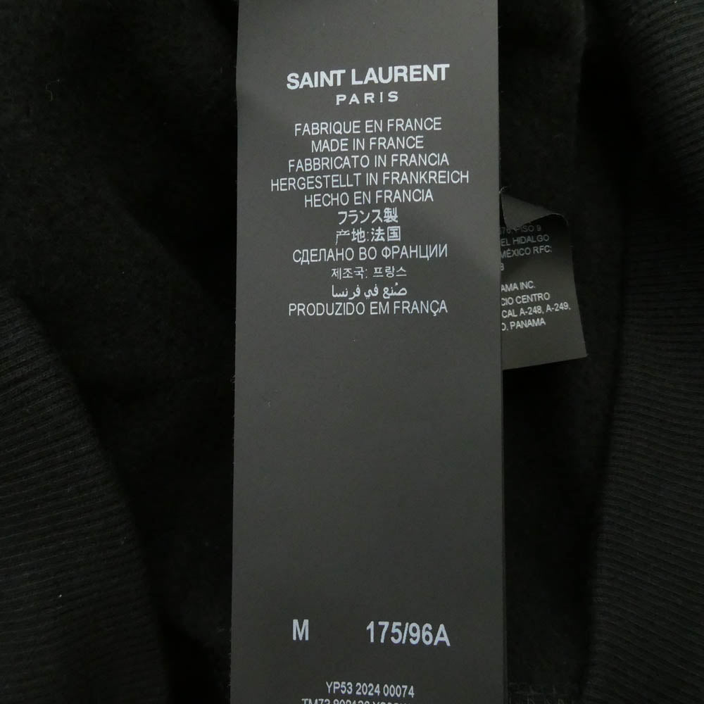 SAINT LAURENT サンローラン 802136 Y36SW Half Zip Logo Hoodie ハーフジップ スウェット ロゴ刺繍 プルオーバー フーディー パーカー ブラック系 M【極上美品】【中古】