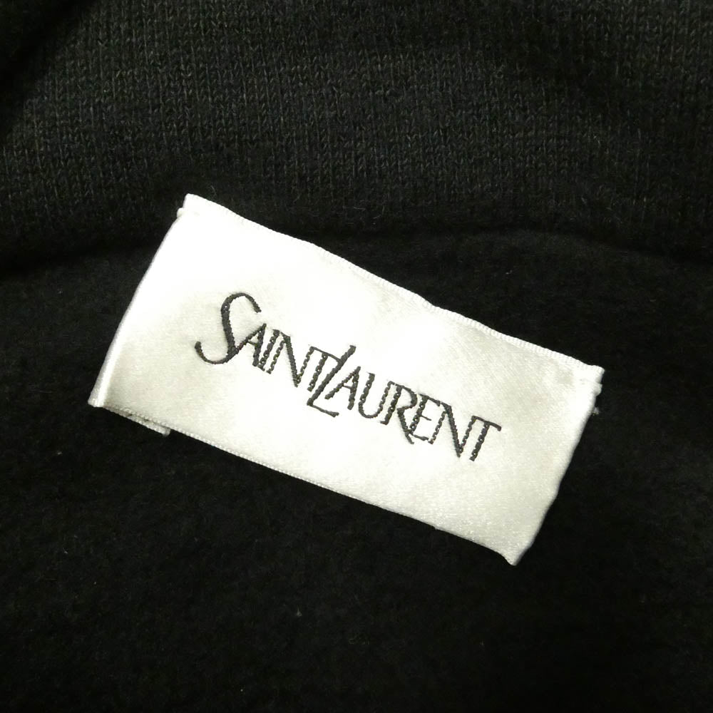 SAINT LAURENT サンローラン 802136 Y36SW Half Zip Logo Hoodie ハーフジップ スウェット ロゴ刺繍 プルオーバー フーディー パーカー ブラック系 M【極上美品】【中古】