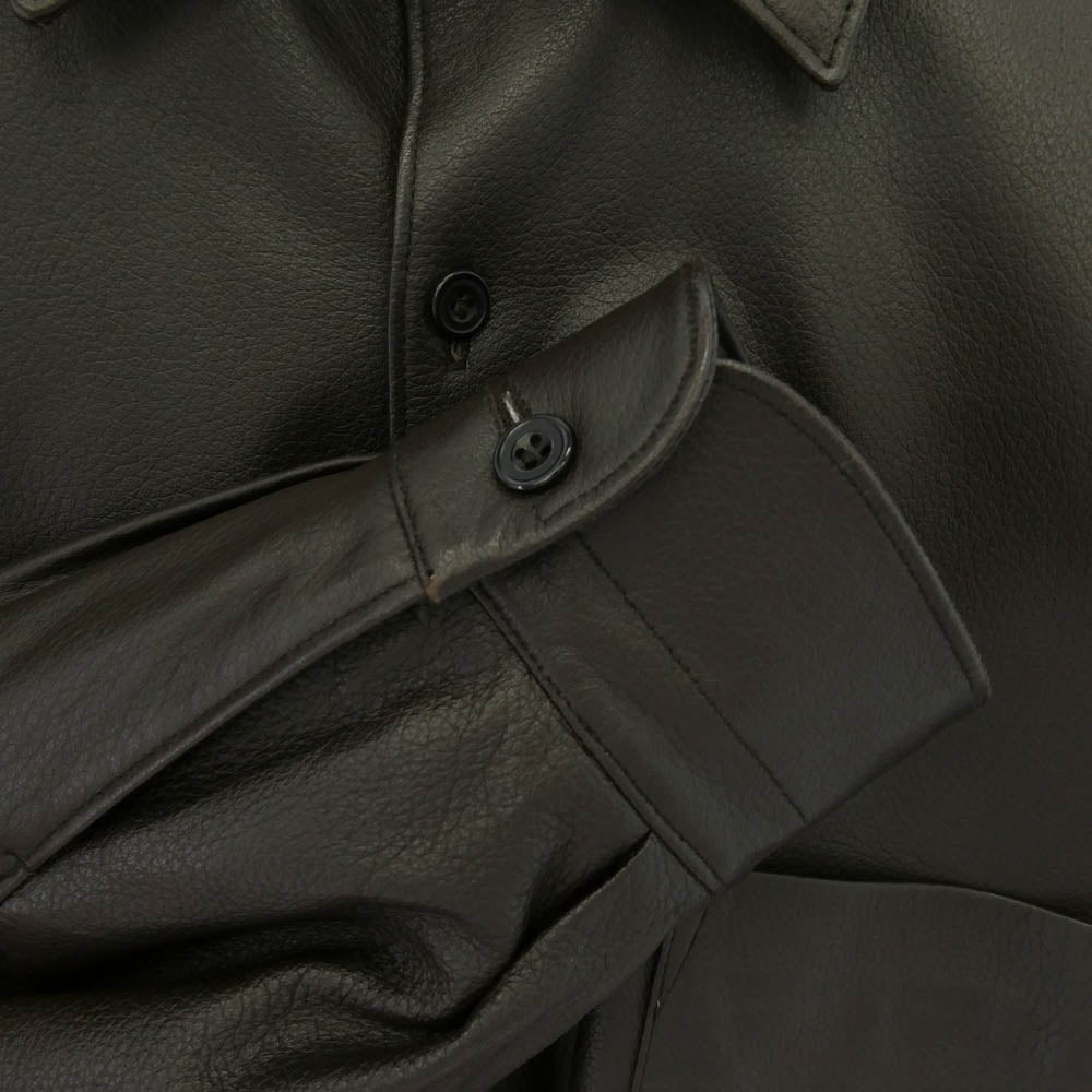 COMOLI コモリ 23AW Y03-01003 シープスキン レザー シャツ ジャケット ダークブラウン系 2【中古】