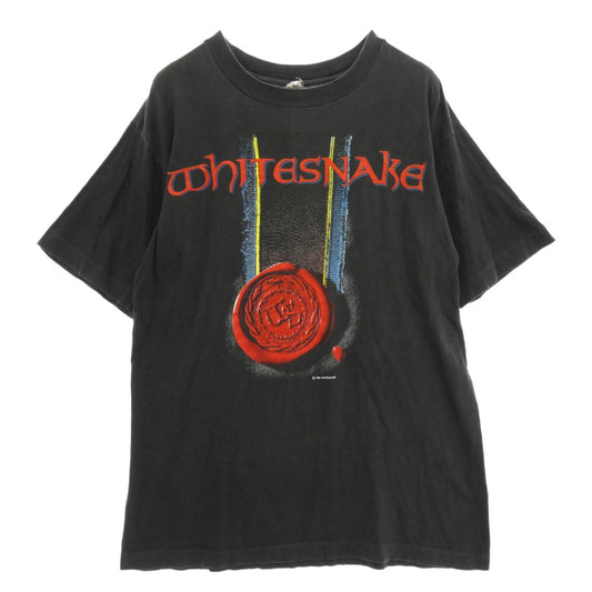 ヴィンテージ WHITESNAKE ホワイトスネーク 90s EUROPE ヨーロッパ ツアー フロント バック プリント 半袖Tシャツ チャコール系 XL【中古】