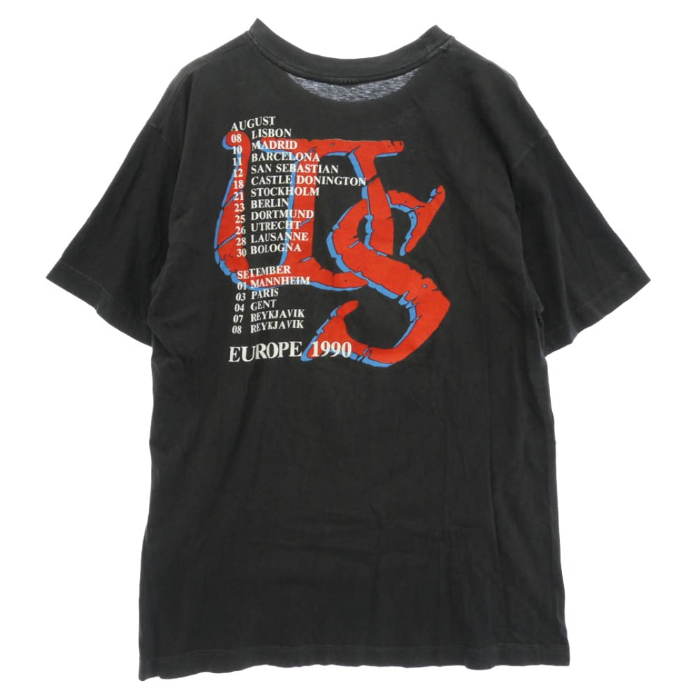 ヴィンテージ WHITESNAKE ホワイトスネーク 90s EUROPE ヨーロッパ ツアー フロント バック プリント 半袖Tシャツ チャコール系 XL【中古】
