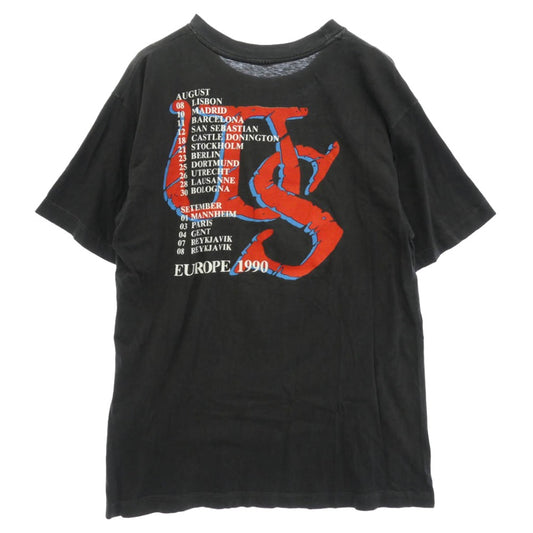 ヴィンテージ WHITESNAKE ホワイトスネーク 90s EUROPE ヨーロッパ ツアー フロント バック プリント 半袖Tシャツ チャコール系 XL【中古】
