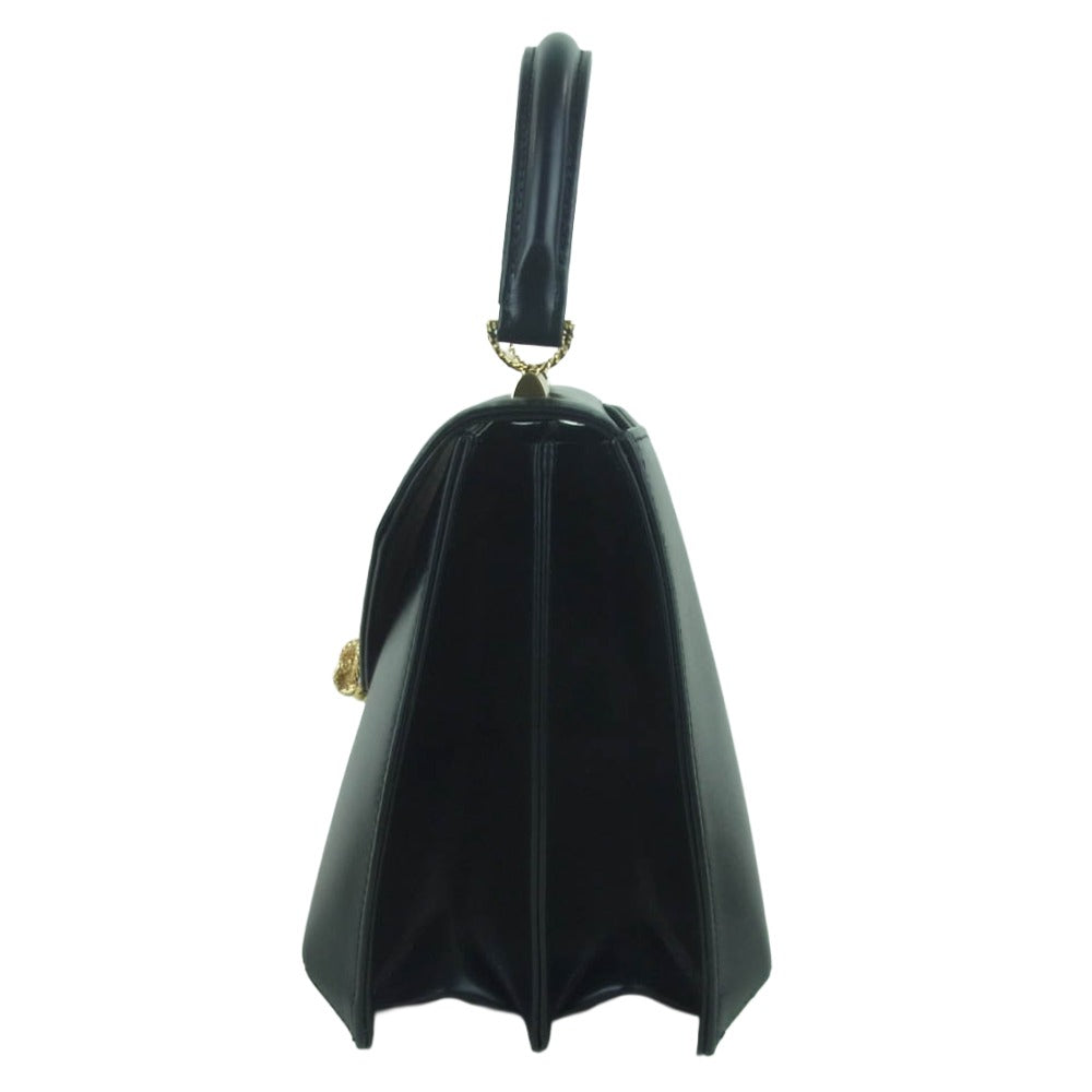 ハマノ WEB限定 フォーマル エトワール レザー ハンドバッグ ブラック系【極上美品】【中古】