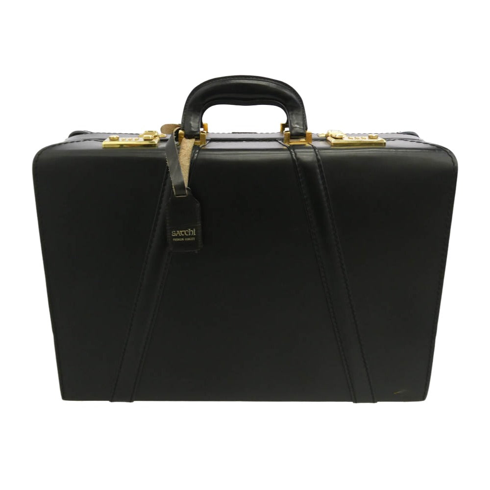 サッチ レザー トランク アタッシュ ケース ブラック系【中古】