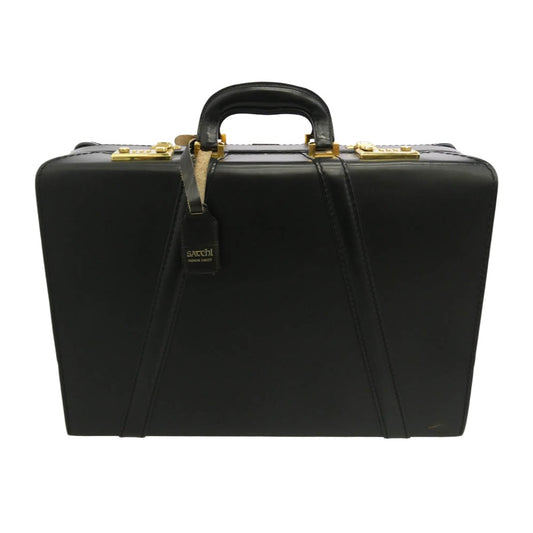 サッチ レザー トランク アタッシュ ケース ブラック系【中古】