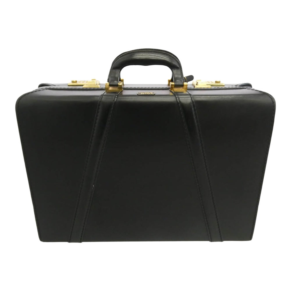 サッチ レザー トランク アタッシュ ケース ブラック系【中古】