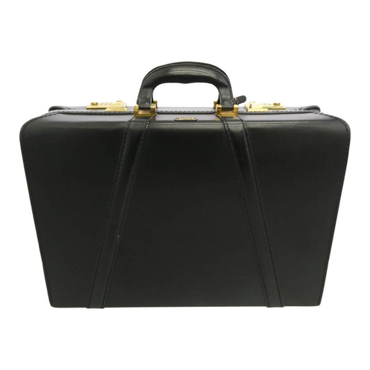 サッチ レザー トランク アタッシュ ケース ブラック系【中古】