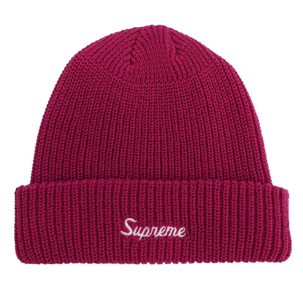 Supreme シュプリーム ワングラム期 Loose Gauge Beanie ロゴ刺繍 ルーズゲージ ビーニー ニットキャップ 帽子 エンジ マゼンタ系【美品】【中古】