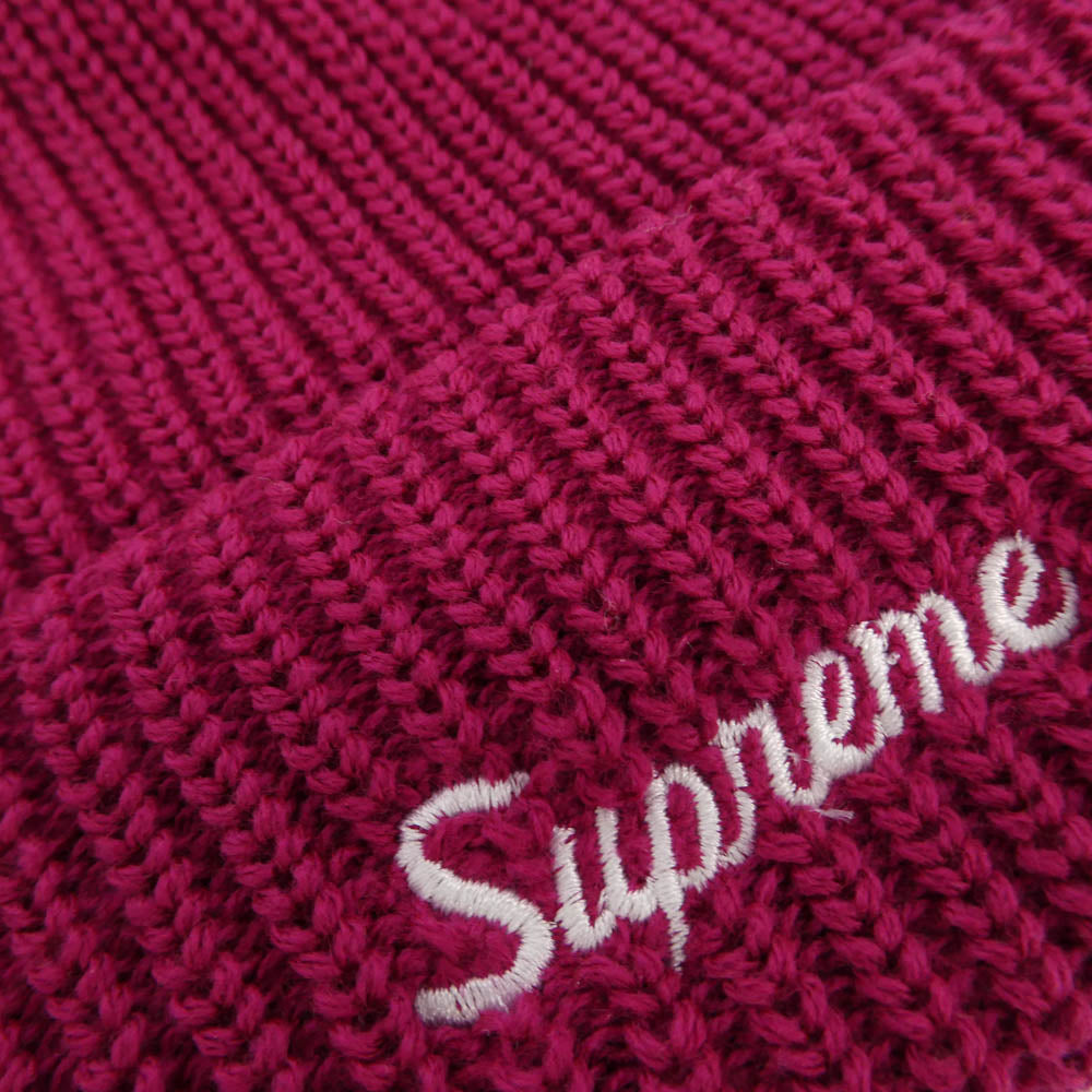 Supreme シュプリーム ワングラム期 Loose Gauge Beanie ロゴ刺繍 ルーズゲージ ビーニー ニットキャップ 帽子 エンジ マゼンタ系【美品】【中古】