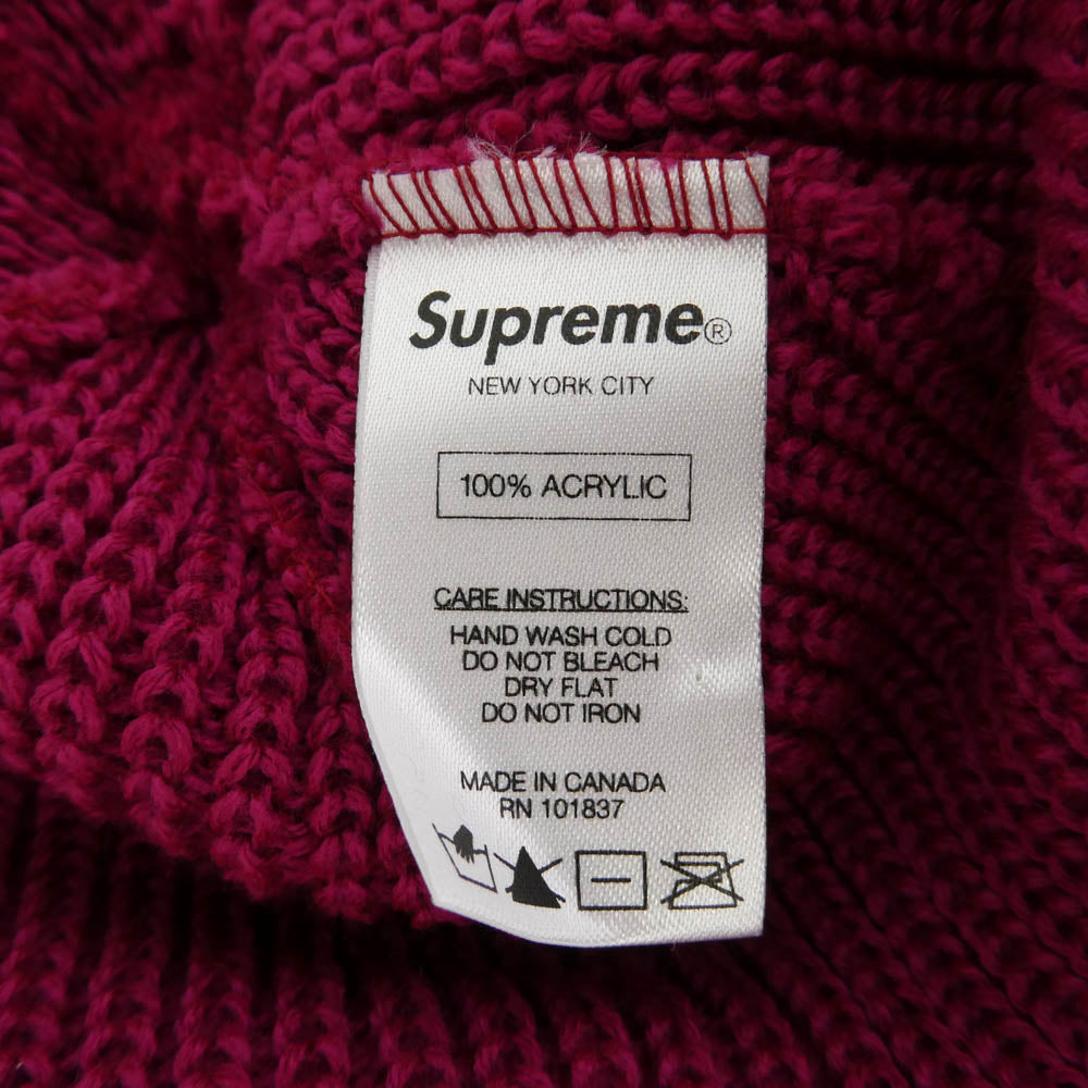 Supreme シュプリーム ワングラム期 Loose Gauge Beanie ロゴ刺繍 ルーズゲージ ビーニー ニットキャップ 帽子 エンジ マゼンタ系【美品】【中古】