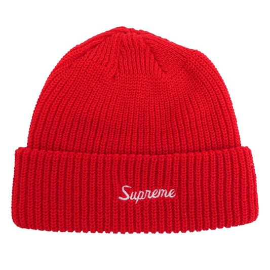Supreme シュプリーム ワングラム期 Loose Gauge Beanie ロゴ刺繍 ルーズゲージ ビーニー ニットキャップ 帽子 レッド系【美品】【中古】
