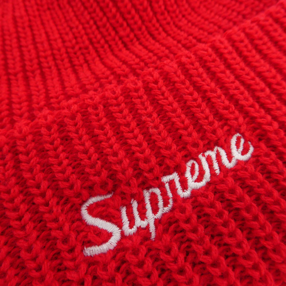 Supreme シュプリーム ワングラム期 Loose Gauge Beanie ロゴ刺繍 ルーズゲージ ビーニー ニットキャップ 帽子 レッド系【美品】【中古】