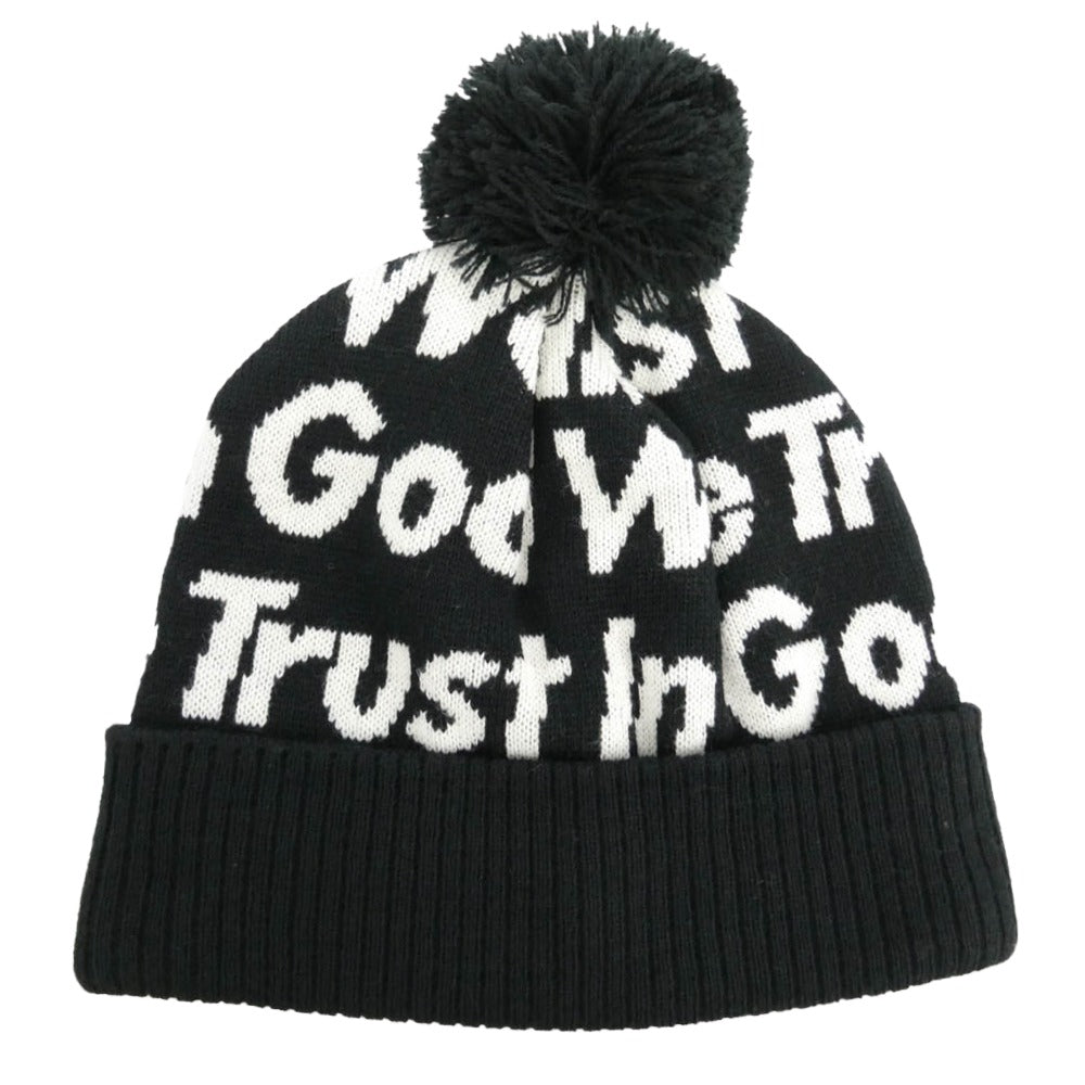 Supreme シュプリーム 07AW In God We Trust Beanie イン・ゴッド・ウィ・トラスト 総柄 ボンボン付 ニットキャップ ビーニー 帽子 ブラック系【極上美品】【中古】
