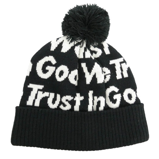 Supreme シュプリーム 07AW In God We Trust Beanie イン・ゴッド・ウィ・トラスト 総柄 ボンボン付 ニットキャップ ビーニー 帽子 ブラック系【極上美品】【中古】