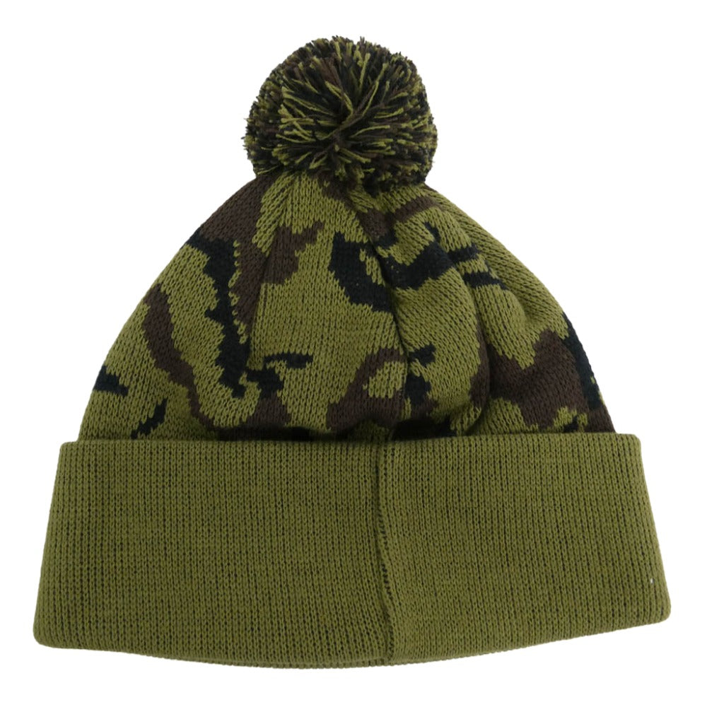 Supreme シュプリーム 12AW Camo Beanie カモ柄 ポンポン付 ビーニー カモフラ ウッドランドカモ ニット キャップ 帽子 カーキ系【美品】【中古】