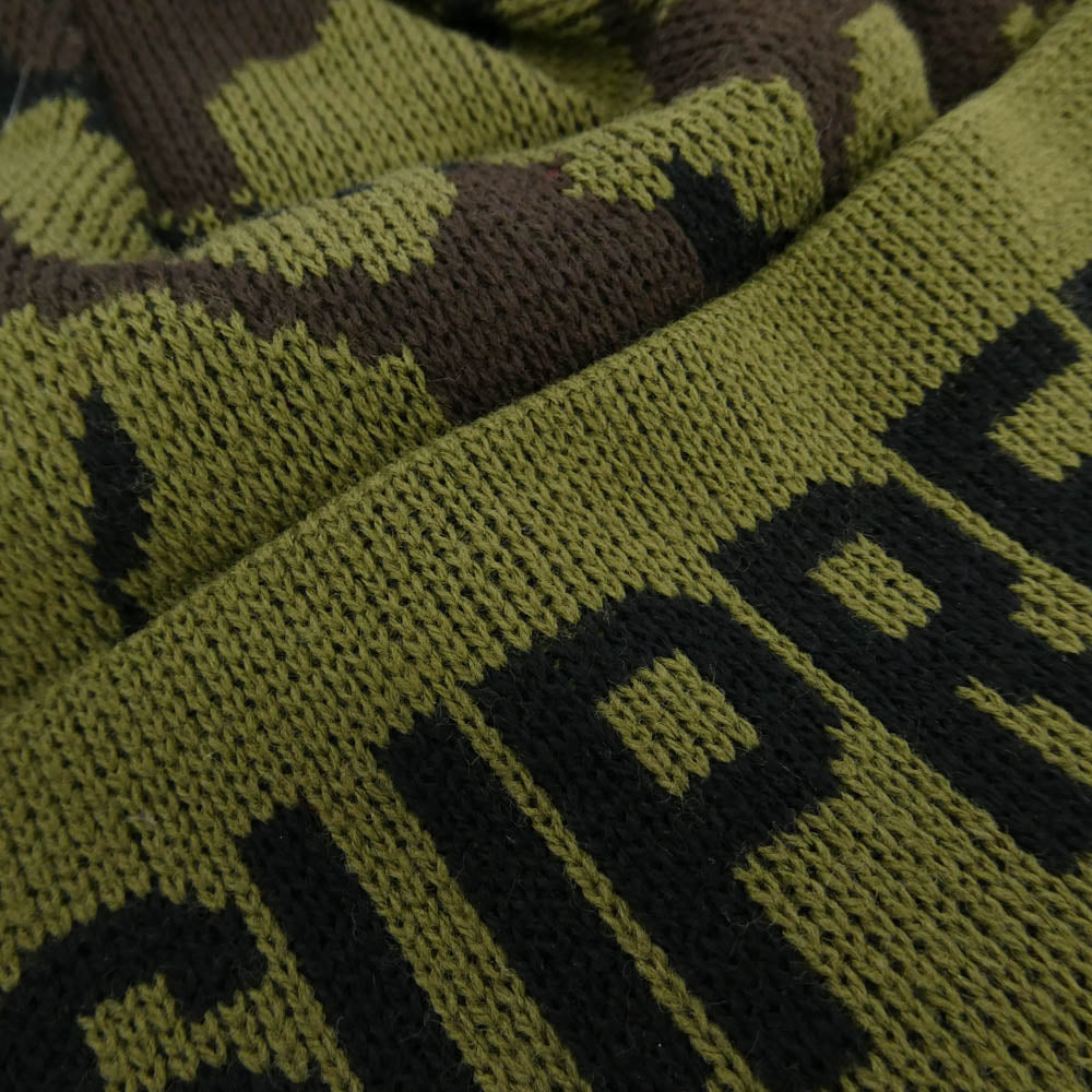 Supreme シュプリーム 12AW Camo Beanie カモ柄 ポンポン付 ビーニー カモフラ ウッドランドカモ ニット キャップ 帽子 カーキ系【美品】【中古】