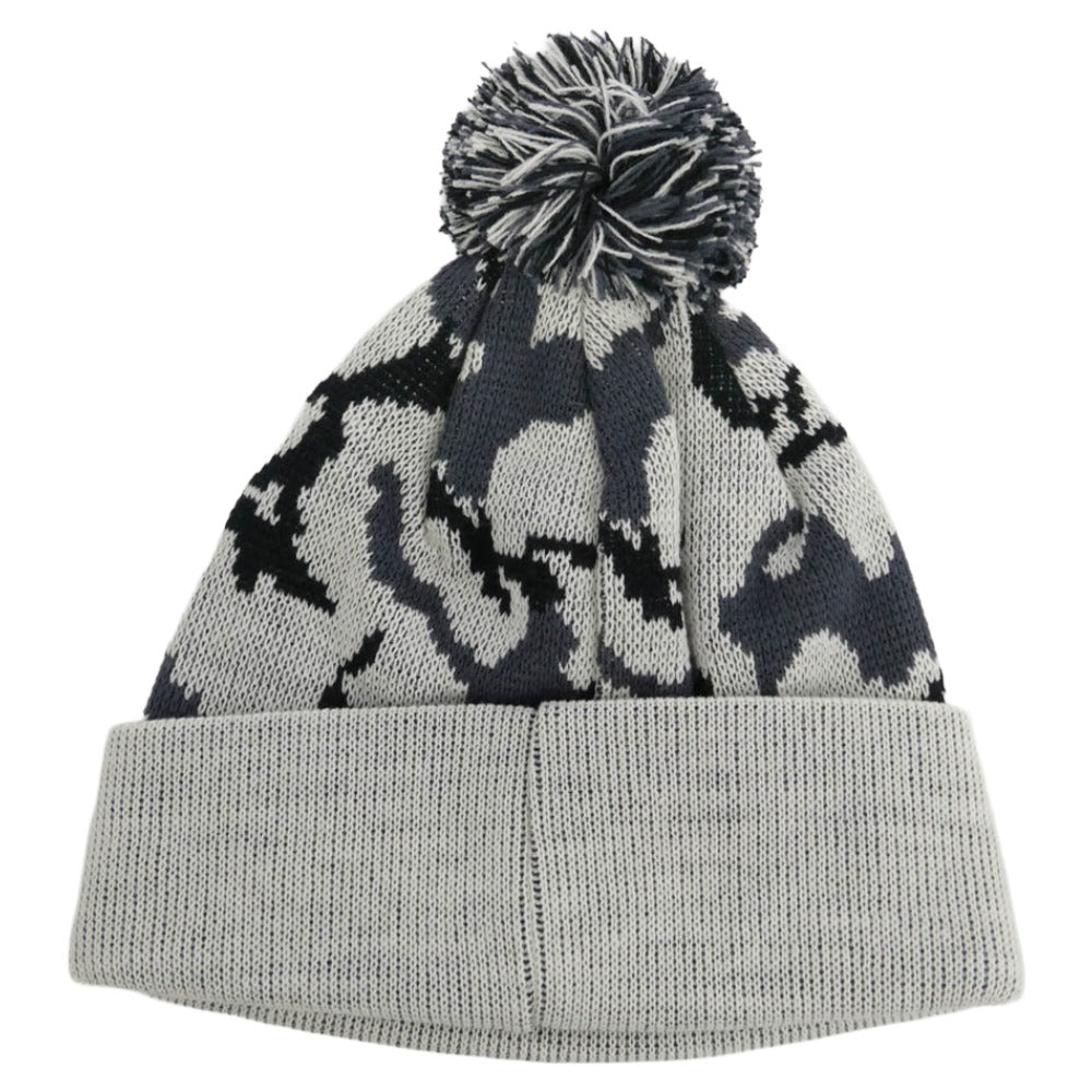 Supreme シュプリーム 12AW Camo Beanie カモ柄 ポンポン付 カフ ビーニー カモフラ アーバンカモ ニット キャップ 帽子 ホワイト系 グレー系【美品】【中古】