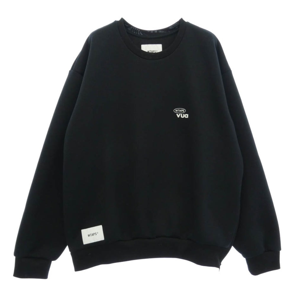 WTAPS ダブルタップス 25AW 252ATDT-CSM22 WOUND SWEATER POLY ロゴ クルーネック サイド ジップ トレーナー ポリスウェット ブラック系 03【中古】