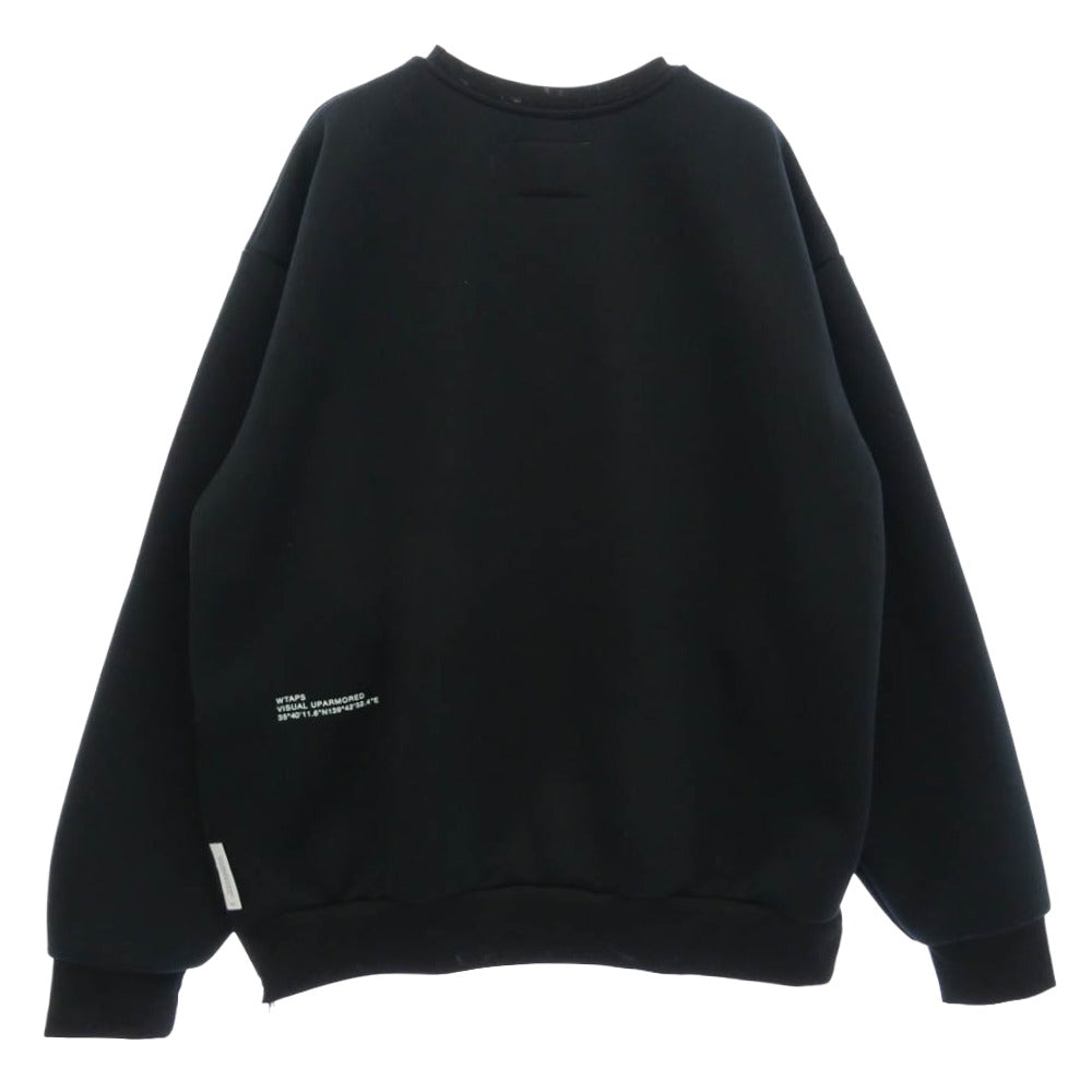 WTAPS ダブルタップス 25AW 252ATDT-CSM22 WOUND SWEATER POLY ロゴ クルーネック サイド ジップ トレーナー ポリスウェット ブラック系 03【中古】