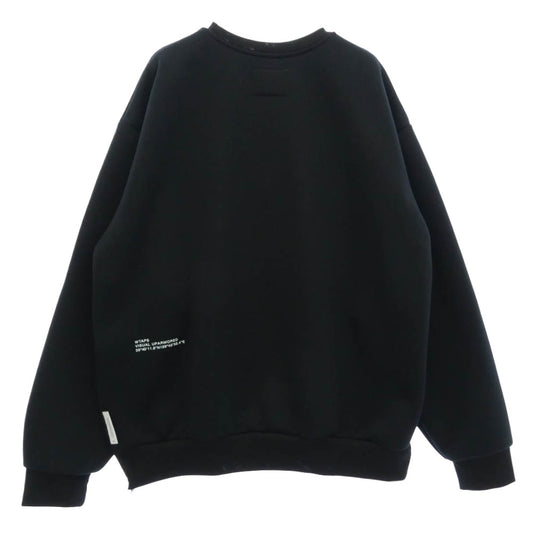WTAPS ダブルタップス 25AW 252ATDT-CSM22 WOUND SWEATER POLY ロゴ クルーネック サイド ジップ トレーナー ポリスウェット ブラック系 03【中古】