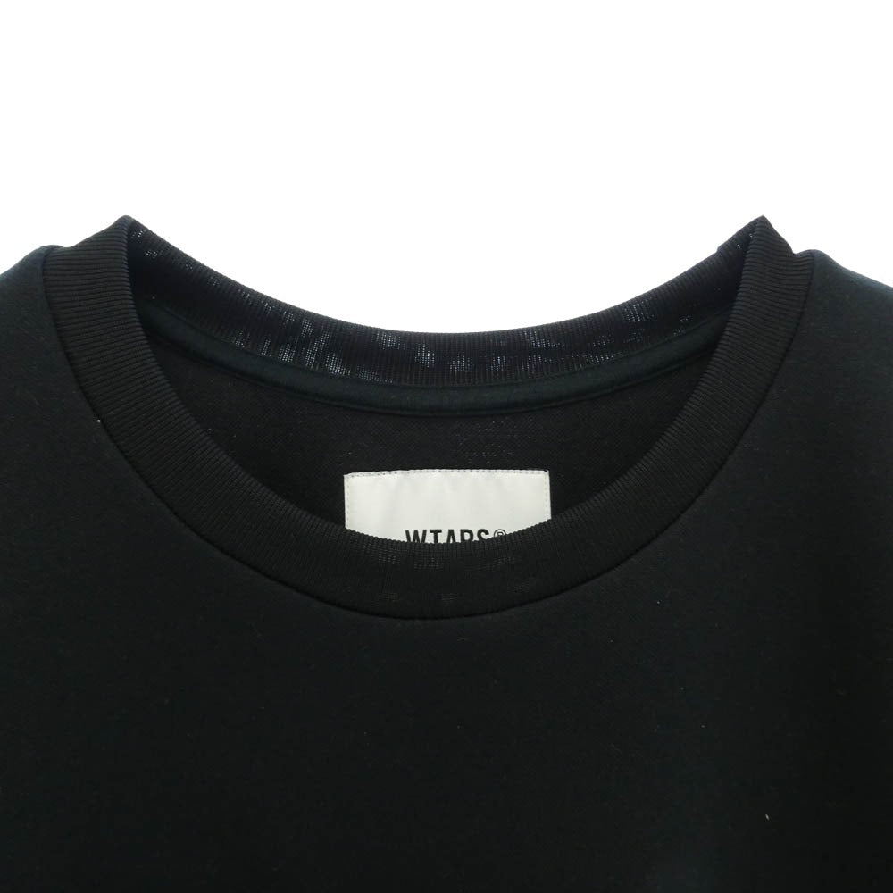 WTAPS ダブルタップス 25AW 252ATDT-CSM22 WOUND SWEATER POLY ロゴ クルーネック サイド ジップ トレーナー ポリスウェット ブラック系 03【中古】